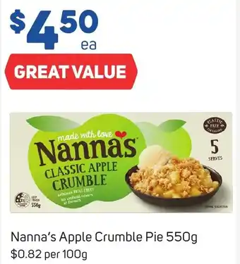 Foodland Nanna's Apple Crumble Pie 550g offer