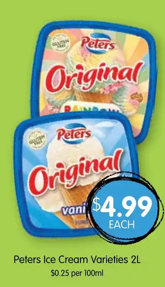 Spudshed Peters Ice Cream Varieties 2L offer