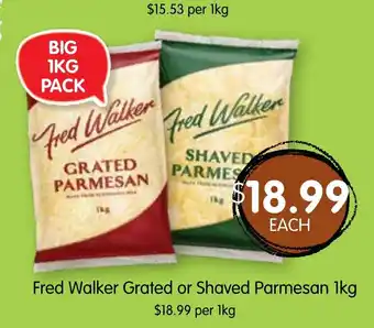 Spudshed Fred Walker Grated or Shaved Parmesan 1kg offer