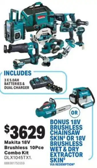 Mitre 10 Makita 18V Brushless 10Pce Combo Kit offer