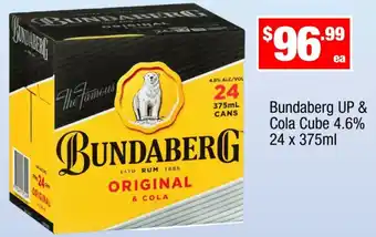 Liquor Stax Bundaberg UP & Cola Cube 4.6% 24 x 375ml offer
