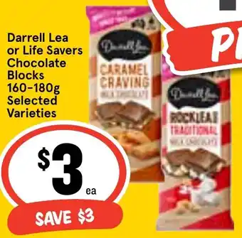 Ritchies Darrell Lea or Life Savers Chocolate Blocks 160-180g offer