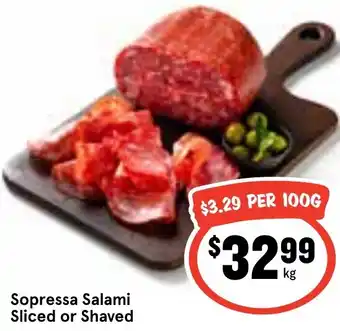 Ritchies Sopressa Salami Sliced or Shaved per kg offer