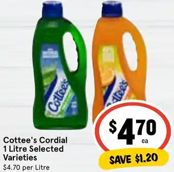 Ritchies Cottee's Cordial 1 Litre offer