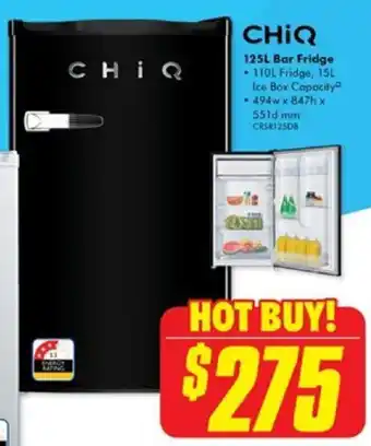 The Good Guys CHIQ 125L Bar Fridge offer