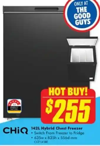 The Good Guys CHIQ 142L Hybrid Chest Freezer offer