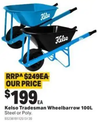 Mitre 10 Kelso Tradesman Wheelbarrow 100L offer