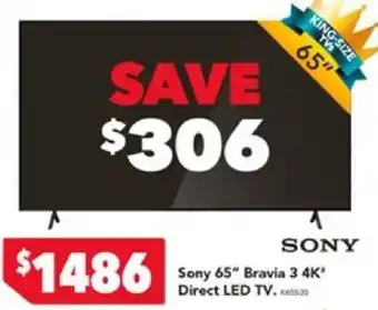 Harvey Norman Sony 65" Bravia 3 4K* Direct LED TV offer