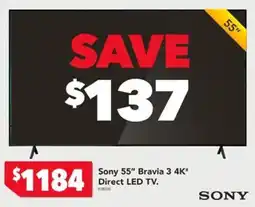 Harvey Norman Sony 55" Bravia 3 4K* Direct LED TV offer