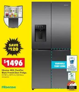 Harvey Norman Hisense 483L PureFlat Black French-Door Fridge offer