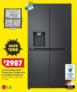 Harvey Norman LG 637L Matte Black French-Door Fridge with Ice & Water Dispenser offer