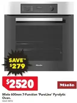 Harvey Norman Miele 600mm 7-Function 'PureLine' Pyrolytic Oven offer