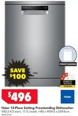 Harvey Norman Haier 13-Place Setting Freestanding Dishwasher offer