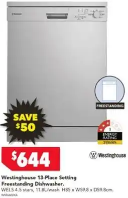 Harvey Norman Westinghouse 13-Place Setting Freestanding Dishwasher offer