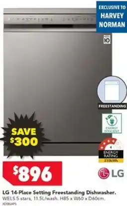 Harvey Norman LG 14-Place Setting Freestanding Dishwasher offer