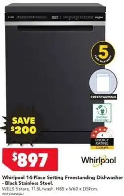 Harvey Norman Whirlpool 14-Place Setting Freestanding Dishwasher offer