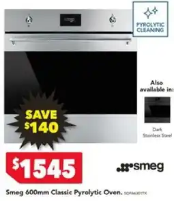 Harvey Norman Smeg 600mm Classic Pyrolytic Oven offer