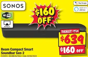 JB Hi-Fi Beam Compact Smart Soundbar Gen 2 offer
