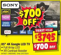 JB Hi-Fi SONY 85" 4K Google LED TV offer