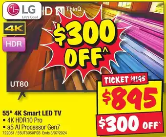 JB Hi-Fi 55" 4K Smart LED TV offer