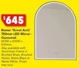 Harvey Norman Remer 'Great Arch' 700mm LED Mirror - Gunmetal offer
