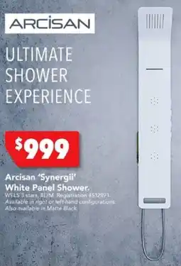 Harvey Norman Arcisan 'Synergii' White Panel Shower offer