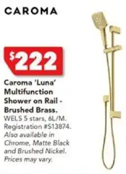 Harvey Norman Caroma 'Luna' Multifunction Shower on Rail - Brushed Brass offer
