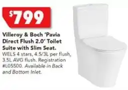 Harvey Norman Villeroy & Boch 'Pavia Direct Flush 2.0' Toilet Suite with Slim Seat offer