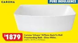 Harvey Norman Caroma 'Urbane' 1675mm Back-To-Wall Freestanding Bath - Gloss White offer