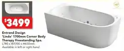 Harvey Norman Entrend Design 'Lindo' 1700mm Corner Body Therapy Freestanding Spa offer