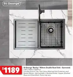 Harvey Norman St George 'Bexley' 760mm Double Bowl Sink - Gunmetal offer