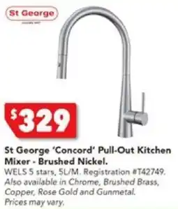 Harvey Norman St George 'Concord' Pull-Out Kitchen Mixer - Brushed Nickel offer