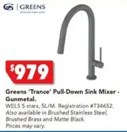 Harvey Norman Greens 'Trance' Pull-Down Sink Mixer. Gunmetal offer