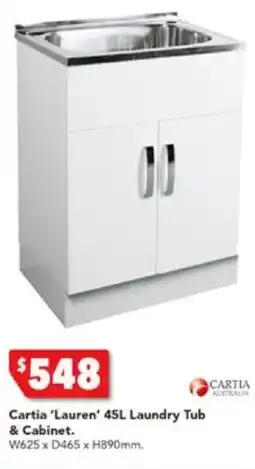 Cartia 'Lauren' 45L Laundry Tub & Cabinet