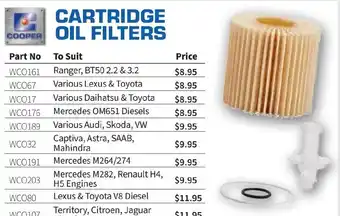 Burson Auto Parts CARTRIDGE OIL FILTERS offer