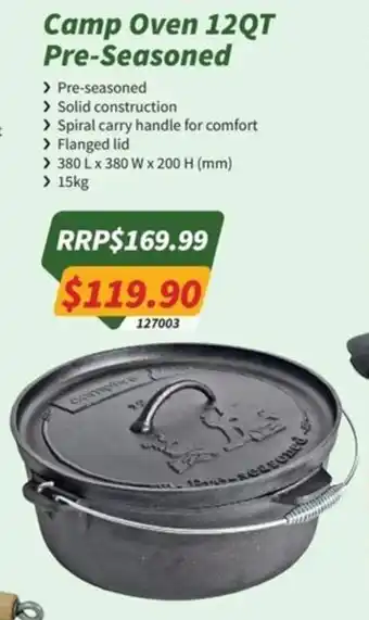 Tentworld Camp Oven 12QT Pre-Seasoned offer