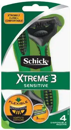 IGA Schick Xtreme 3 Sensitive Disposable Razors 4 Pack offer