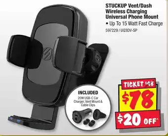 JB Hi-Fi STUCKUP Vent/Dash Wireless Charging Universal Phone Mount offer