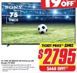 The Good Guys 75* X90L 4K BRAVIA XR Full Array LED Google TV 2023 offer