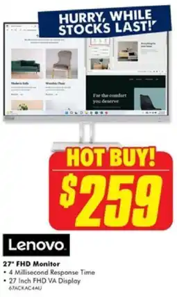 The Good Guys Lenovo 27" FHD Monitor offer