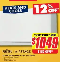 The Good Guys C2.5kW H3.2kW Reverse Cycle Split System offer