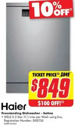 The Good Guys Haier Freestanding Dishwasher offer