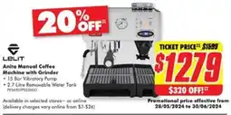 The Good Guys Lelit Anita Manual Coffee Machine with Grinder offer