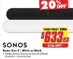 The Good Guys SONOS Beam Gen 2 - White or Black offer