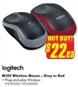 The Good Guys logitech M185 Wireless Mouse - Grey or Red offer