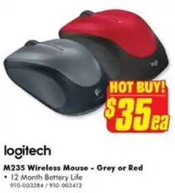 The Good Guys logitech M235 Wireless Mouse - Grey or Red offer
