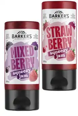 Coles Barker's Squeezy Jam 300g offer