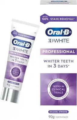 Coles Oral B 3D White Pro Strong Enamel Toothpaste 90g offer