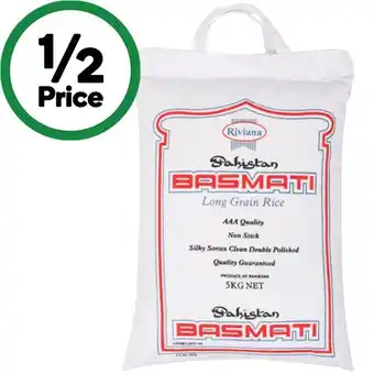 Woolworths Riviana Pakistan Basmati Long Grain Rice 5 kg offer