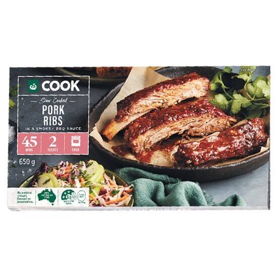 Woolworths COOK Slow Cooked Pork Ribs in Smokey BBQ Sauce 650g offer at Woolworths